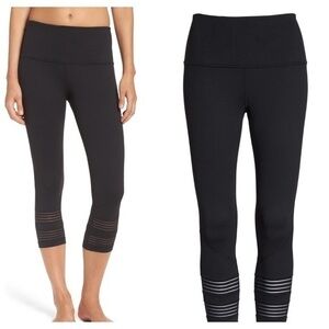 Zella Nordstrom Twin High Waist Crop Black Mesh Yoga Leggings Pants NWT